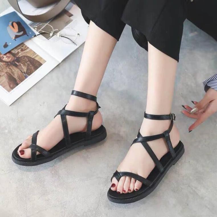 Sandal Nữ Chiến Binh Đế Bệt Màu Đen ( chuẩn form y hình bảo hành 12 tháng )