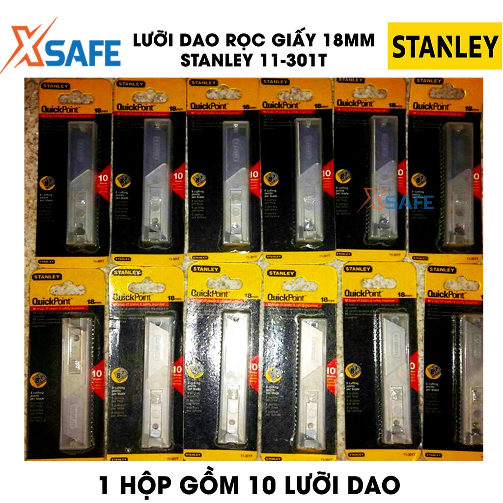 Lưỡi dao rọc giấy STANLEY gia công từ thép hợp kim cao cấp Bộ 10 lưỡi dao cứng cáp, chất lượng cao