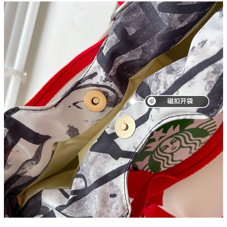 Túi vải Cỡ Lớn In Họa Tiết Starbucks Phong Cách Hàn Quốc Cho Nữ