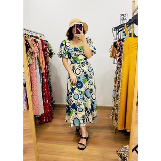 ĐẦM MAXI CỔ VUÔNG TAY BÍ