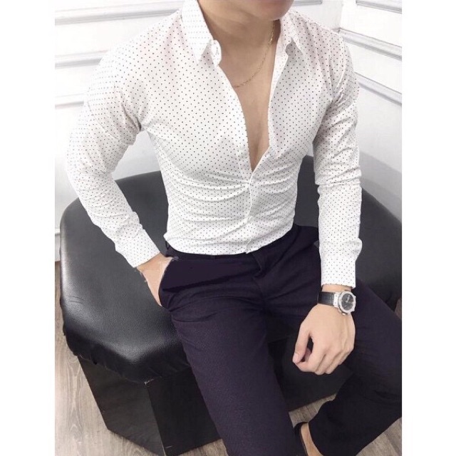 Sơ mi nam hoạ tiết chấm bi | BigBuy360 - bigbuy360.vn
