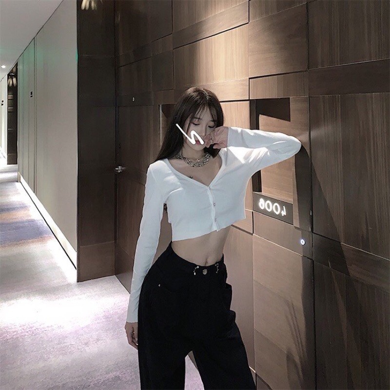 Quần jean dáng đứng phối khuy gài eo lưng cao tôn dáng phong cách Ulzzang Hàn Quốc