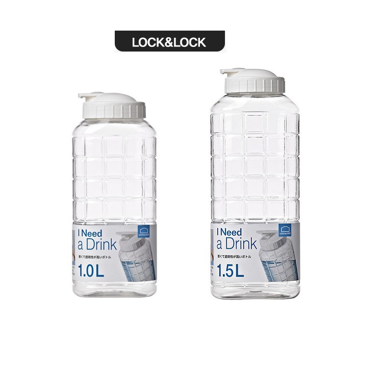 Bình Đựng Nước Lock&Lock Chess Water Bottle HAP810 [1L] HAP812 [1.5L] Nắp Màu Trắng, Chịu Nhiệt Tốt