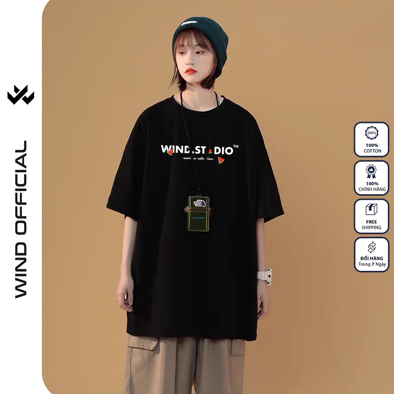 Áo thun tay lỡ form rộng WIND phông unisex 65% Cotton MELONS nam nữ oversize ulzzang