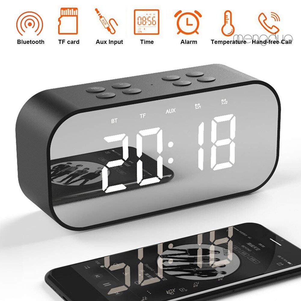 Loa Bluetooth Không Dây Kiêm Đồng Hồ Báo Thức Có Đèn Led Hỗ Trợ Mp3 Và Phụ Kiện