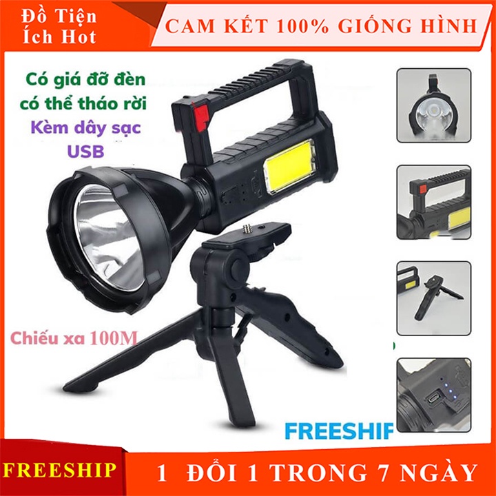 Đèn Pin Cầm Tay, Đèn Pin Xách Tay Siêu Sáng L832 4 Chế Độ Sáng, Chiếu Xa 100m, Chống Thấm Nước - Tặng Chân Đế