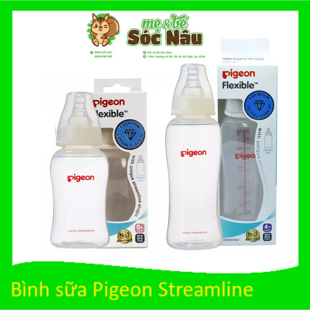 [Chính hãng] Bình sữa cổ hẹp Pigeon PP Streamline 150ml - 250ml