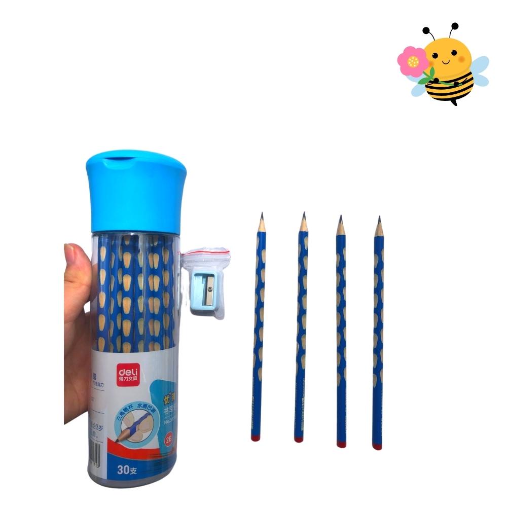 Bút Chì 2B Deli Định Vị Cho Bé , Hộp 30 Chiếc Tặng Kèm Gọt