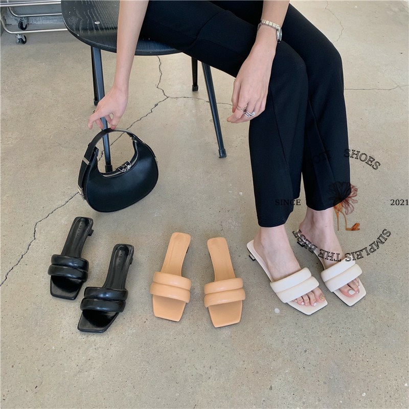 DÉP NỮ TOTIIE SHOES - DÉP BỆT THỜI TRANG QUAI BẢN TO VIỀN CHỈ ĐẾ THẤP HẬU TRÒN D2205110 D2201290