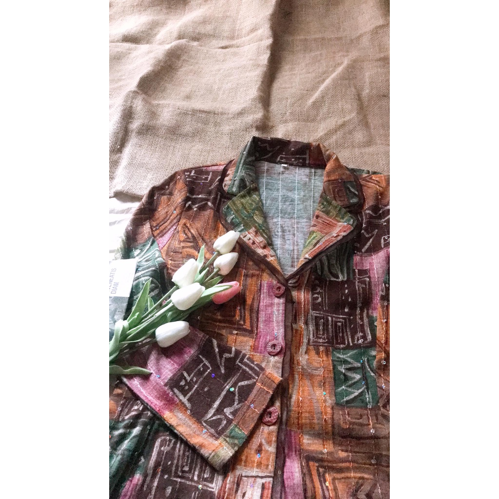 Áo vest họa tiết Vintage Hàn 2hand giá rẻ