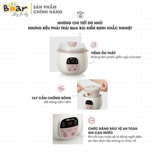 Nồi nấu cháo chậm, ninh hầm cách thủy Bear 0.8L BẢN QUỐC TẾ