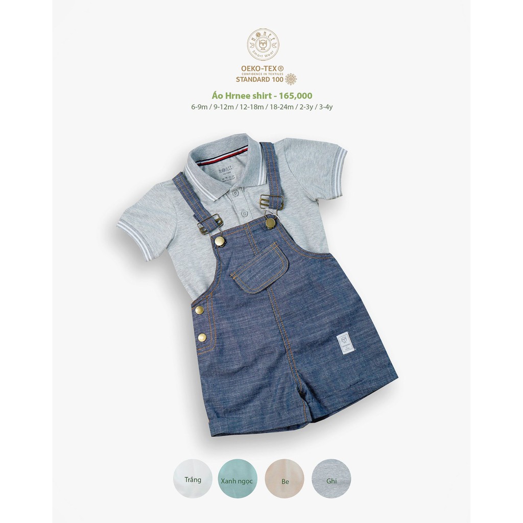 Set áo sơ mi, quần jean, yếm jean dài Bé Trai dài Tay Hrnee cao cấp thời trang cho bé