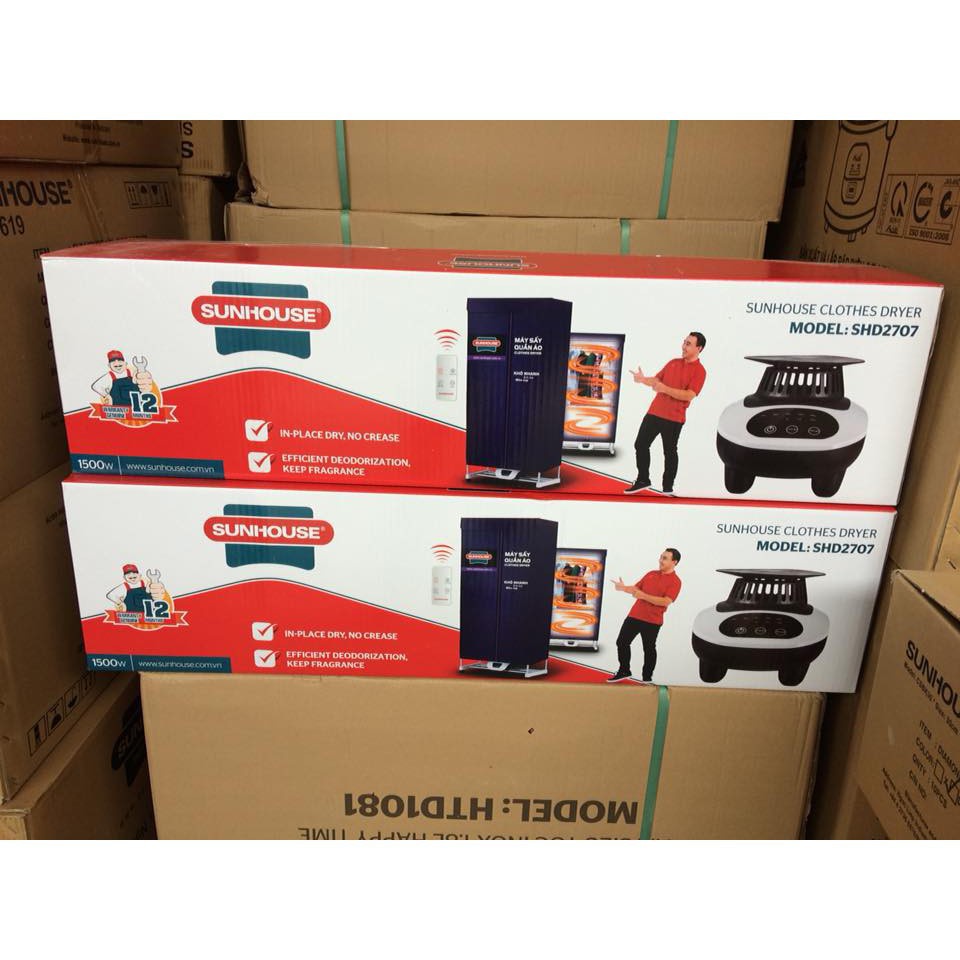Tủ sấy quần áo,Máy sấy quần áo Sunhouse SHD2707 cao cấp loại 1 chính hãng Bảo hành 12 tháng hỗ trợ diệt khuẩn quần áo