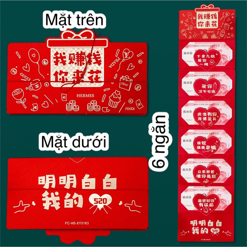 🧧LÌ XÌ CƯỚI, LÌ XÌ TỎ TÌNH KIỂU GẤP 6 NGĂN 🧧