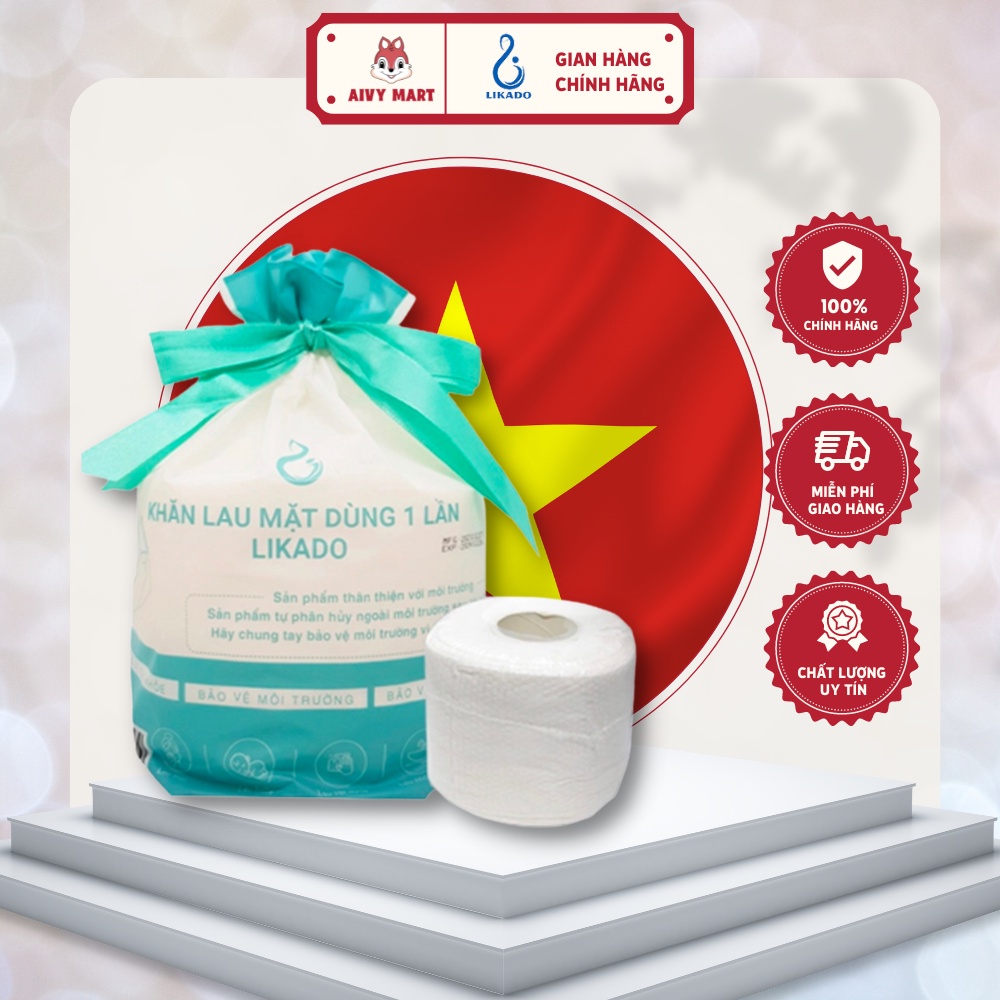 Hàng Chính Hãng | Khăn lau mặt dùng 1 lần spa (50 khăn) LIKADO kích thước (20x20cm)(1 cuộn)