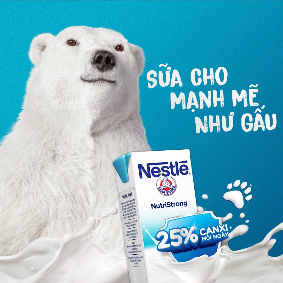 Lốc Sữa Nestle Gấu 4 hộp x 180ml nhiều vị (có đường, ít đường. socola, dâu, việt quất)