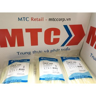 Túi 100 Dây thít, dây rút nhựa màu trắng 300×4.8mm cao cấp GT300STC nhập khẩu Giantlok-Thái Lan