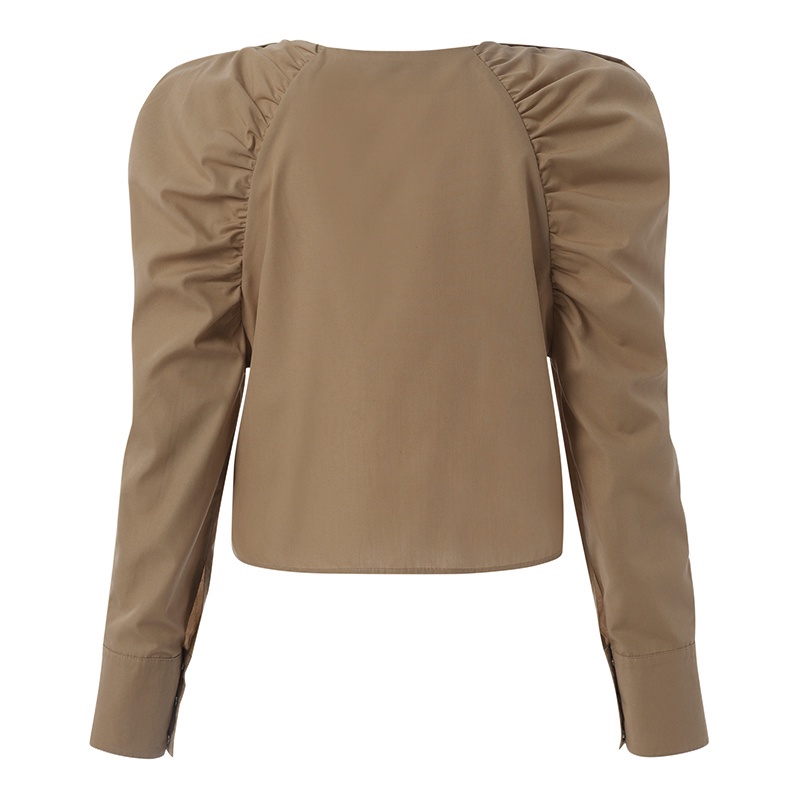 Áo kiểu Zanzea tay phồng dài cổ tròn màu trơn thời trang dành cho nữ