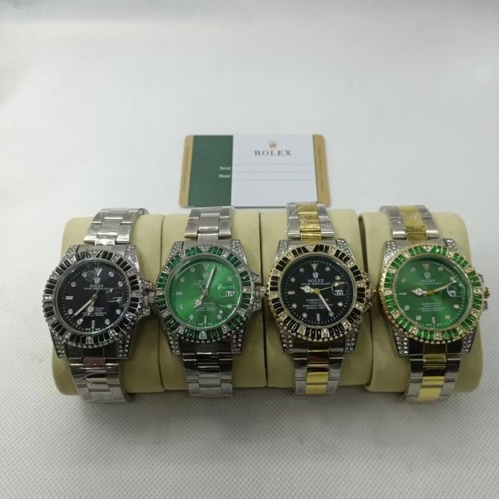 Rolex Đồng Hồ Đeo Tay Thạch Anh Tròn Bằng Thép Silica gel Chống Nước Cổ Điển Sang Trọng Cá Tính Cho Cặp Đôi Xu Hướng Thời Thượng