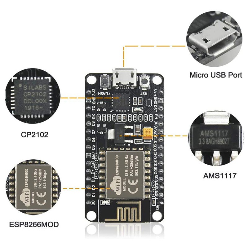 Bộ 5 Bảng Mạch Phát Triển Wifi Wlan Cho Esp8266