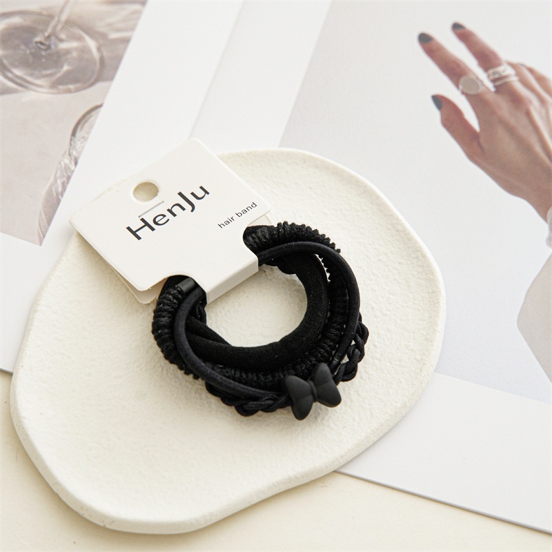 Bộ 4 Dây Buộc Tóc Cao Su Co Giãn Đính Bóng Lông Hoạt Hình Đơn Giản Cho Nữ