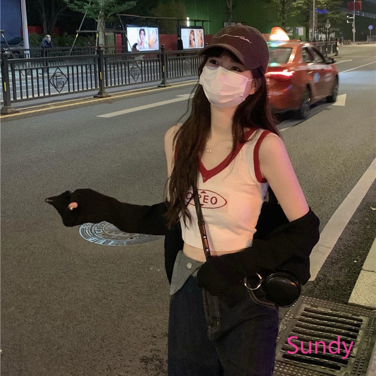 Áo Dệt Kim Hai Dây Cổ Chữ V Thời Trang Mùa Hè Cho Nữ