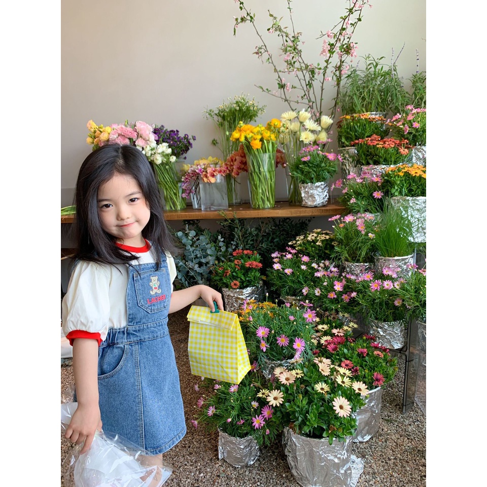 Set Váy yếm Bò Phối Áo Thun Cực Xinh Cho Bé Gái_umeekids