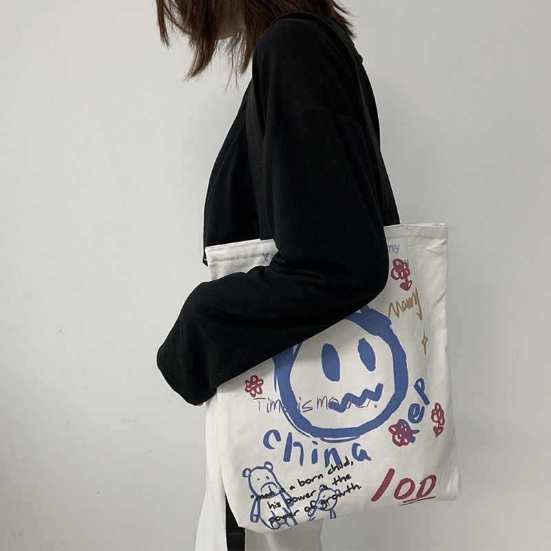 Túi xách canvas cỡ lớn phong cách Hàn Quốc đơn giản thời trang cho nữ