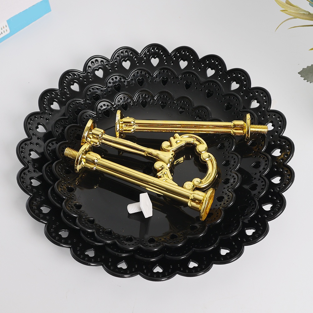 Khay đựng bánh kẹo trái cây ba tầng bằng nhựa có thể tháo rời phong cách châu Âu trang trí tiệc cưới độc đáo