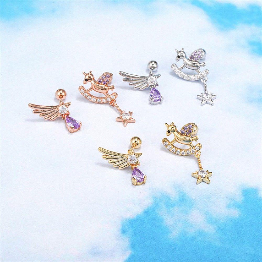 Bông Tai Thiết Kế Bất Đối Xứng Phong Cách Cổ Điển Sang Trọng Thời Trang Cho Nữ