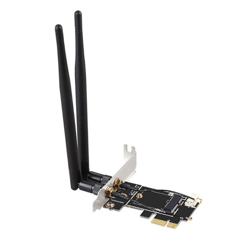 Thẻ không dây sang pciE-1X sang NGFF-Ekey PCIE Máy tính xách tay Pc Bộ chuyển đổi thẻ WIFI WLAN Bảng mạch bộ tiếp hợp ăng-ten kép