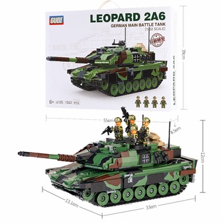 đồ chơi giáo dục Lắp Ráp mô hình xe tăng GUDI 6105 German Leopard 2A6 Main Battle Tank