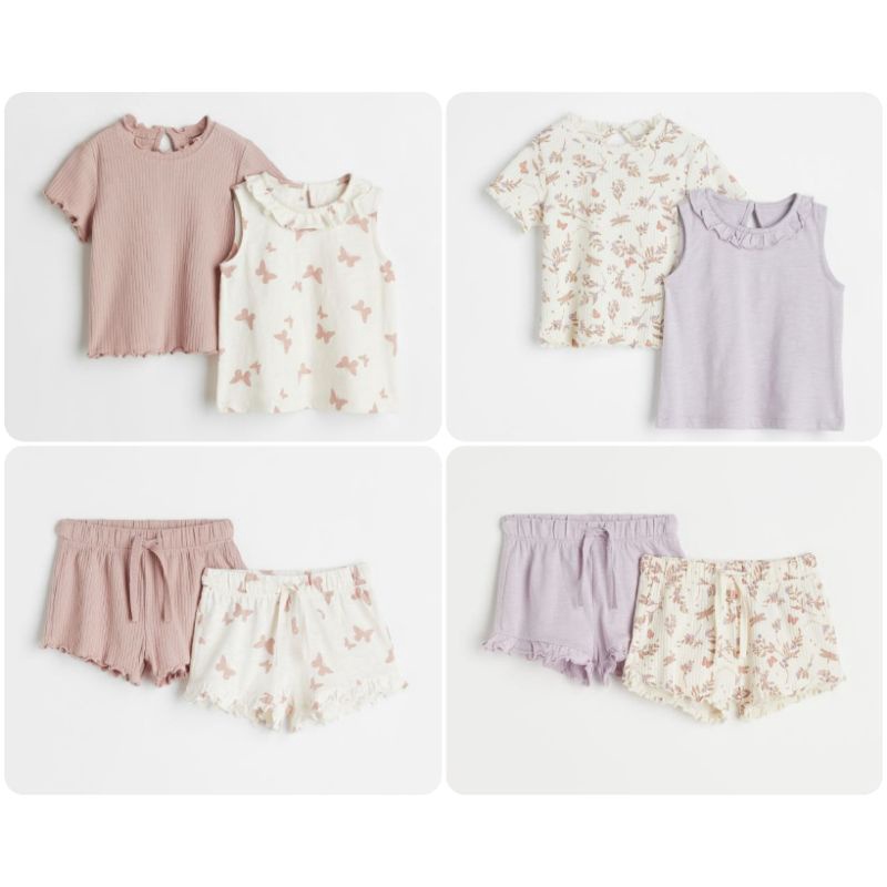 Set áo quần thun gân cotton chính hãng H&M