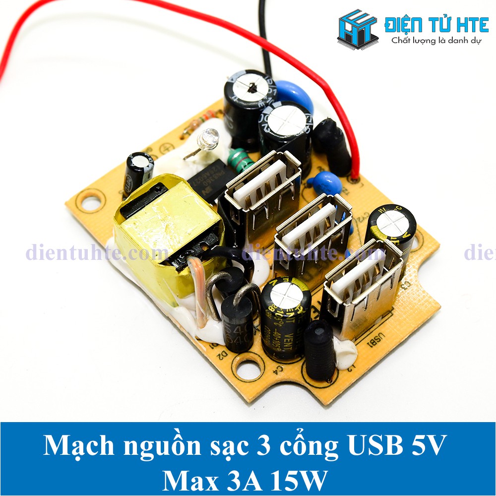 Board nguồn sạc 3 cổng USB 5V max 3A 15W [CN2]