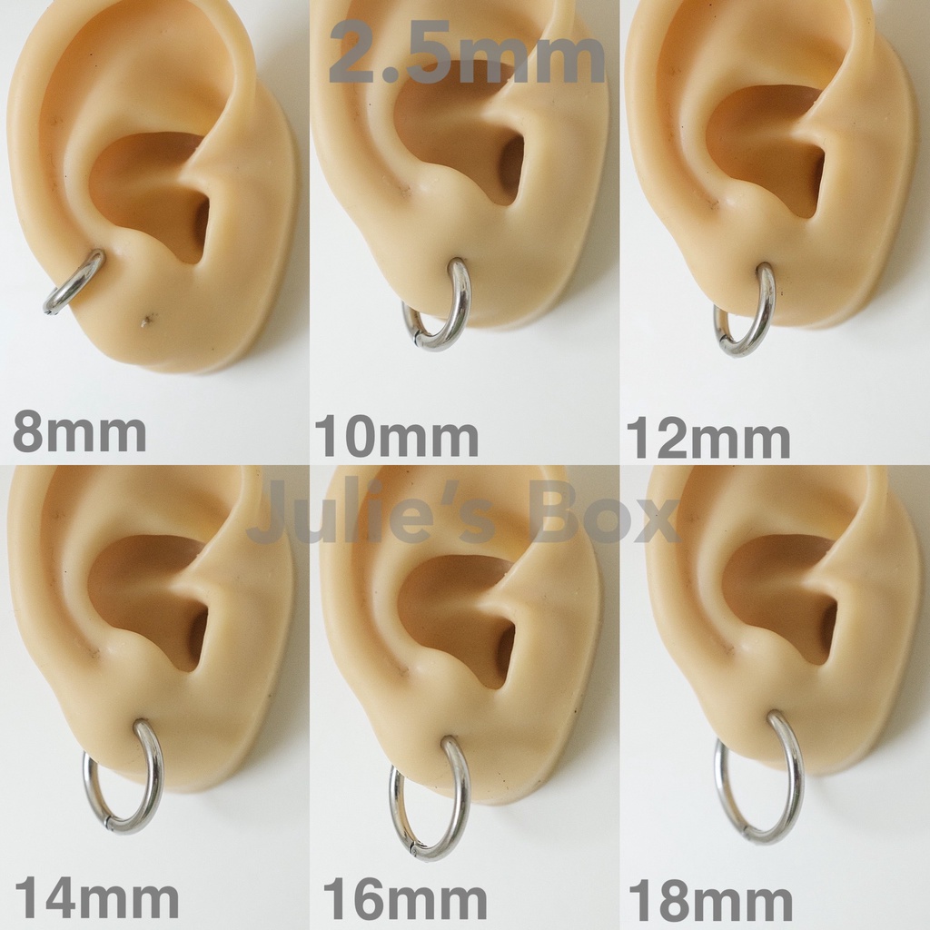Khuyên Tai Hoop Tròn Nhiều Size Dày 2.5MM Xỏ Nam Nữ Hình Unisex Titanium Không Gỉ Không Ngứa Julies Box 66