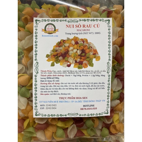 Nui Sò Rau Củ 500gr