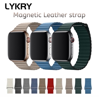 Dây đeo đồng hồ lykry bằng da cho apple watch 44mm 40mm 42mm 38mm