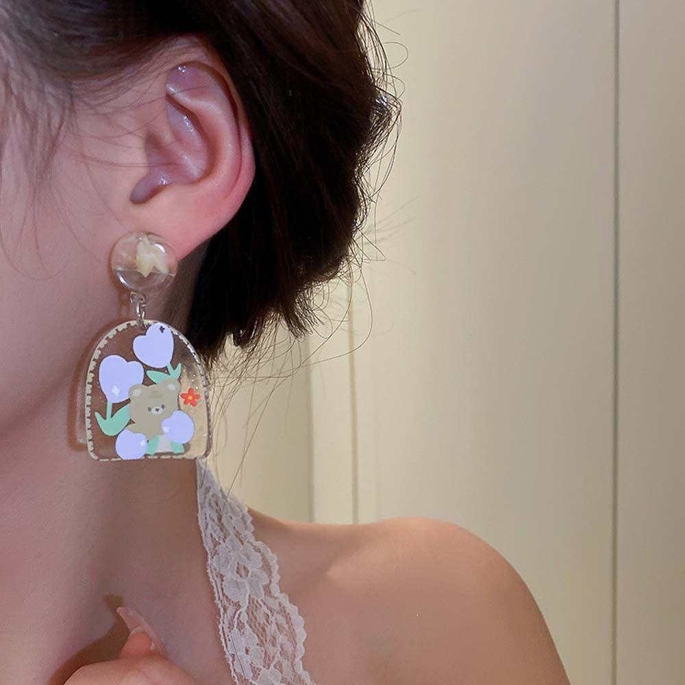 Bông Tai Hình Hoa Bằng Acrylic Thời Trang Hàn Quốc Cho Nữ