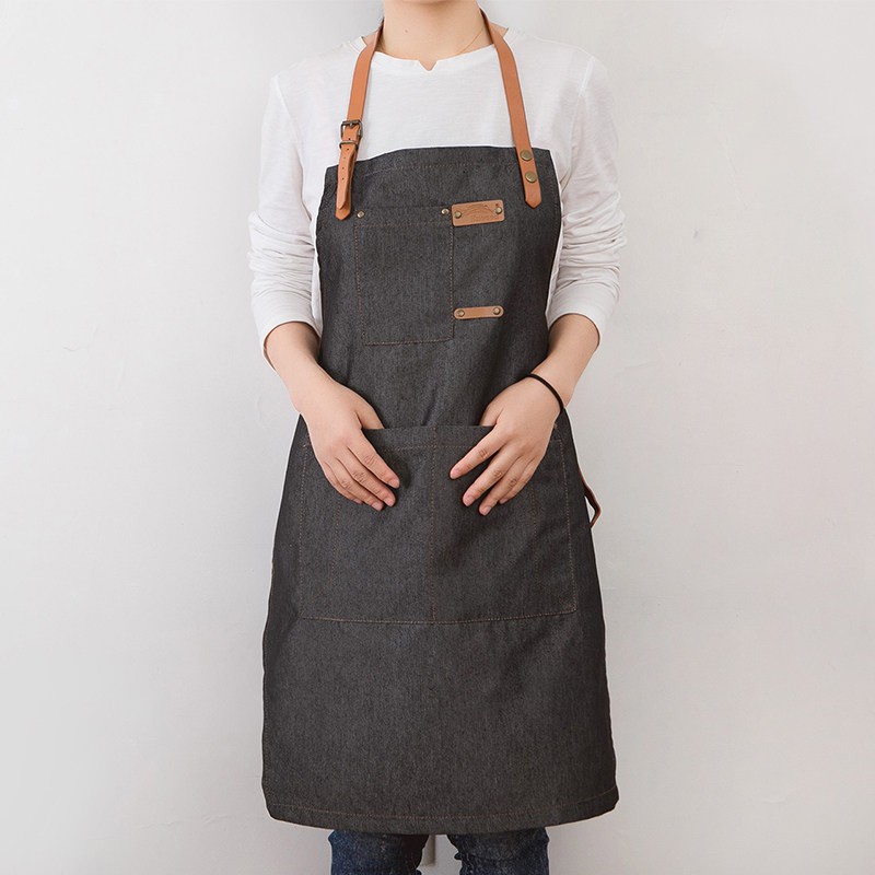 Tạp Dề Denim Cotton Canvas Phong Cách Nhật Bản Đơn Giản
