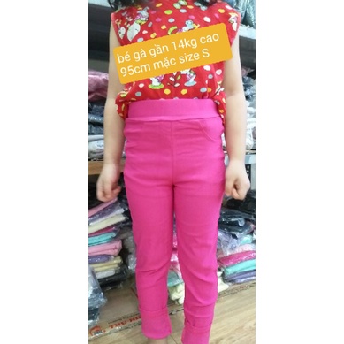 Quần legging trơn  co dãn cho bé gái 12-33kg