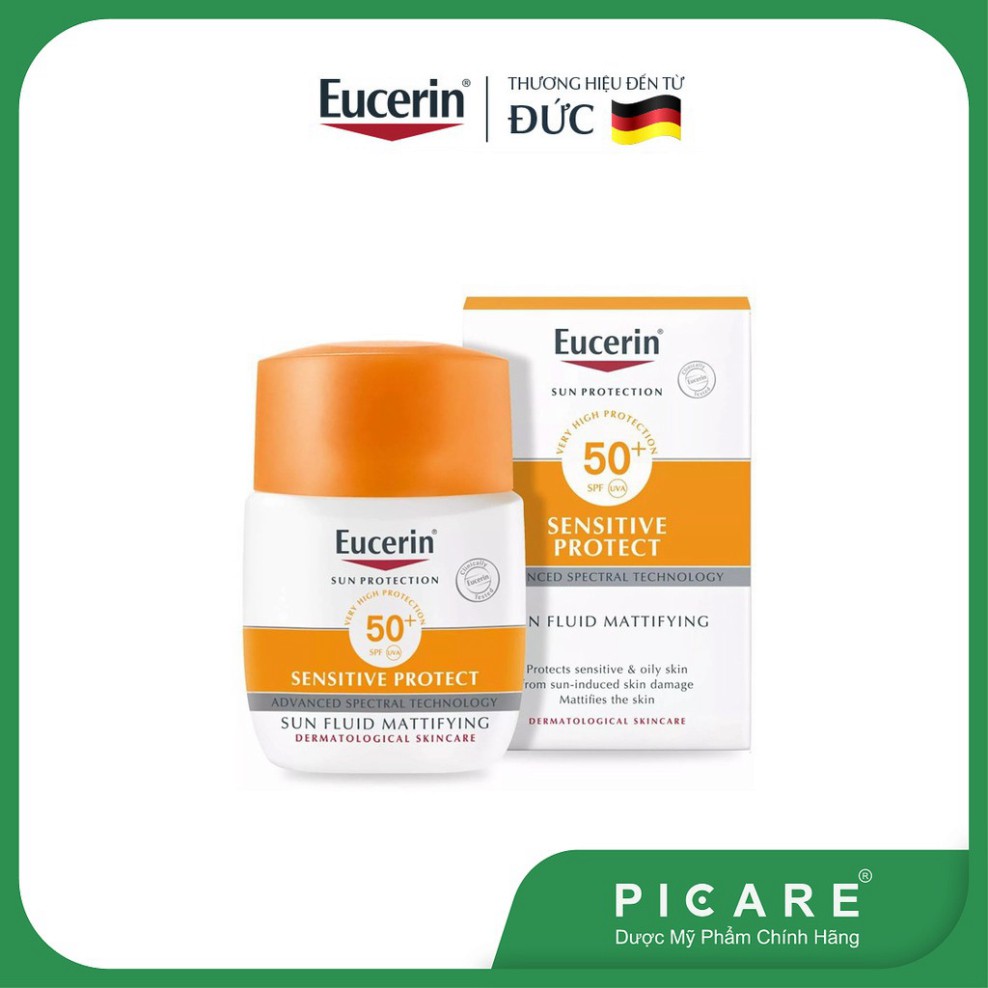 [CHÍNH HÃNG] Kem chống nắng Eucerin dành cho mọi loại da Eucerin Sun Fluid Mattifying Sensitive Protect SPF50+ 50ml