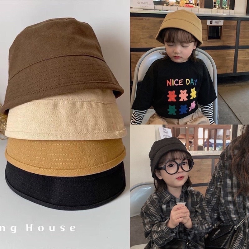 Mũ bucket màu trơn cho bé, phong cách hàn quốc đáng yêu_k46,size cho bé từ 1-3 tuổi