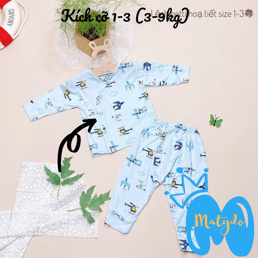 Quần áo sơ sinh bé trai bé gái mùa hè thu giá rẻ đồ sơ sinh cho bé Leekid màu họa tiết chéo pha cúc xà cừ SS33