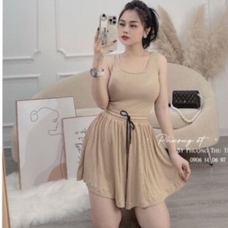 đồ bộ nữ chất tăm dáng hàn quần ống rộng ao ba lỗ sát nách nhiều màu