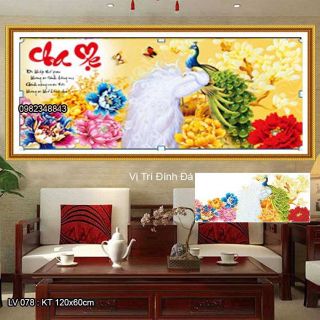 Tranh đính đá cha mẹ tuyệt đẹp KT 85*55cm