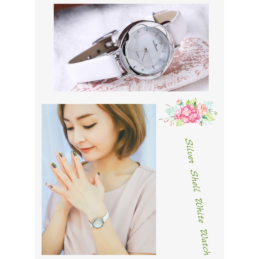 Đồng Hồ Nữ Keep In Touch 8008 Dây Da, Mặt Tròn Đa Giác - HÀNG CHÍNH HÃNG