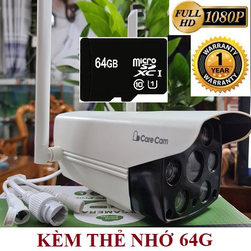 Camera IP WIFI Ngoài Trời CARECAM FHD1080P Độ Phân Giải 2.0 kèm thẻ nhớ 32G - Bảo Hành 12 Tháng | BigBuy360 - bigbuy360.vn