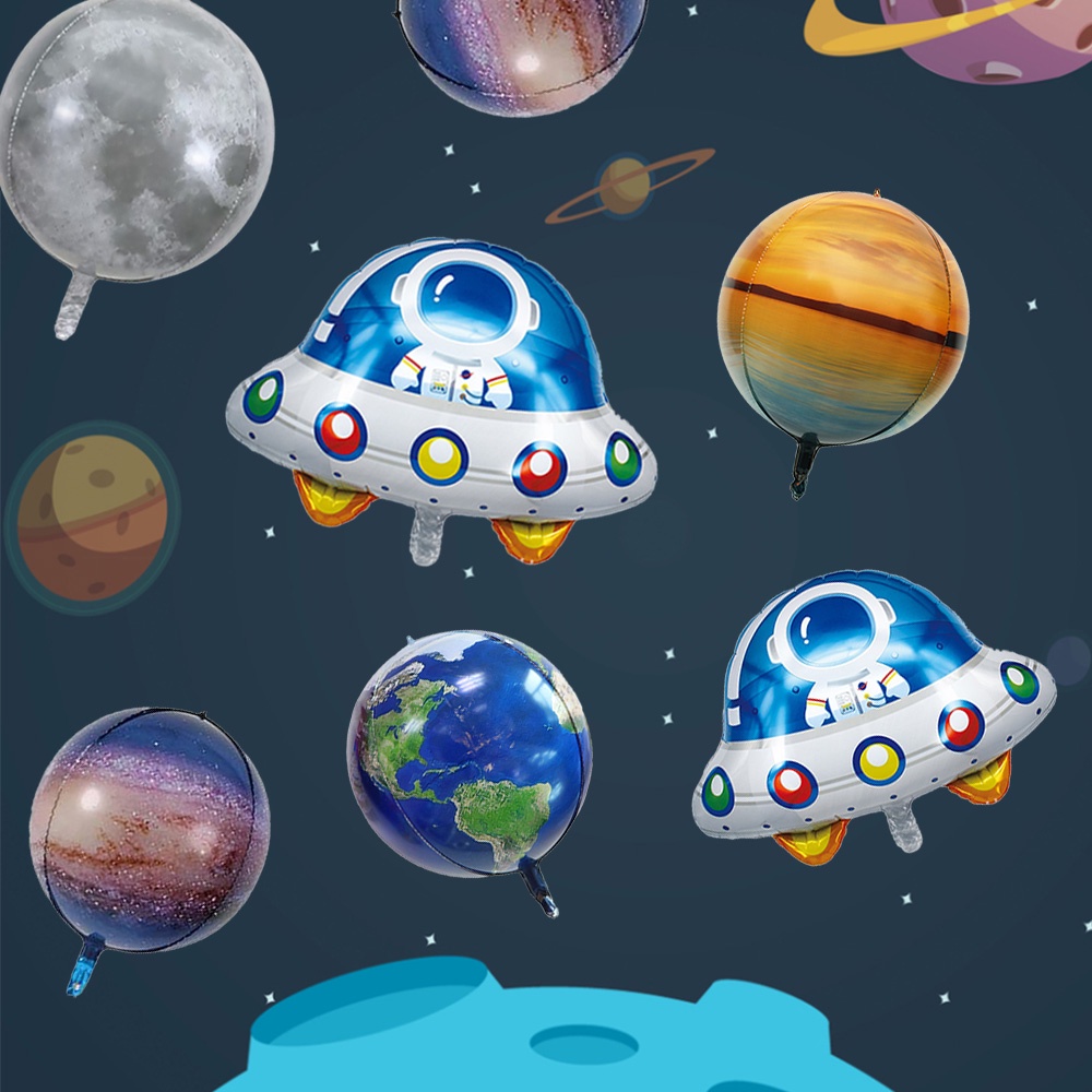 Không gian bên ngoài chủ đề thiên hà tên lửa phi hành gia ufo 22 inch bóng bay hành tinh lá nhôm cậu bé quà tặng trang trí tiệc sinh nhật