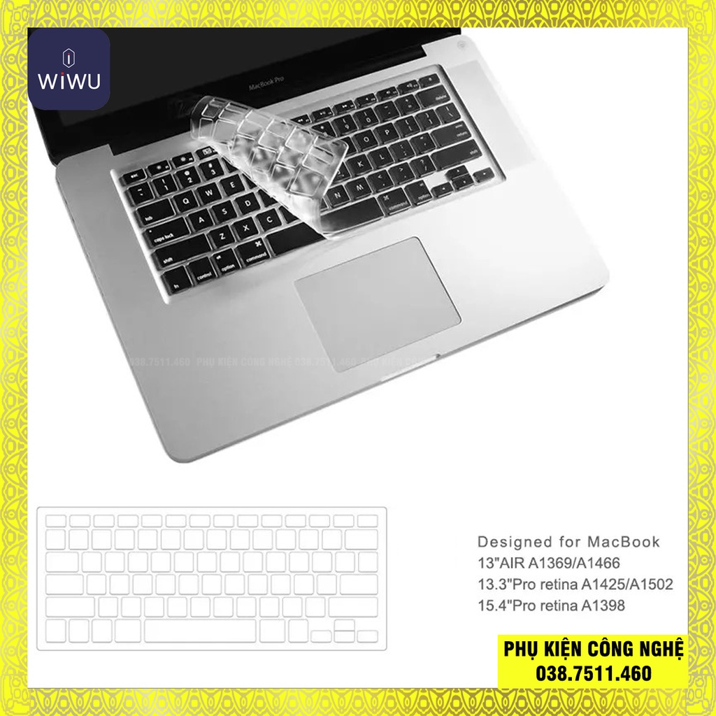 Miếng bọc bàn phím trong suốt cho Macbook - WIWU Keyboard Protector