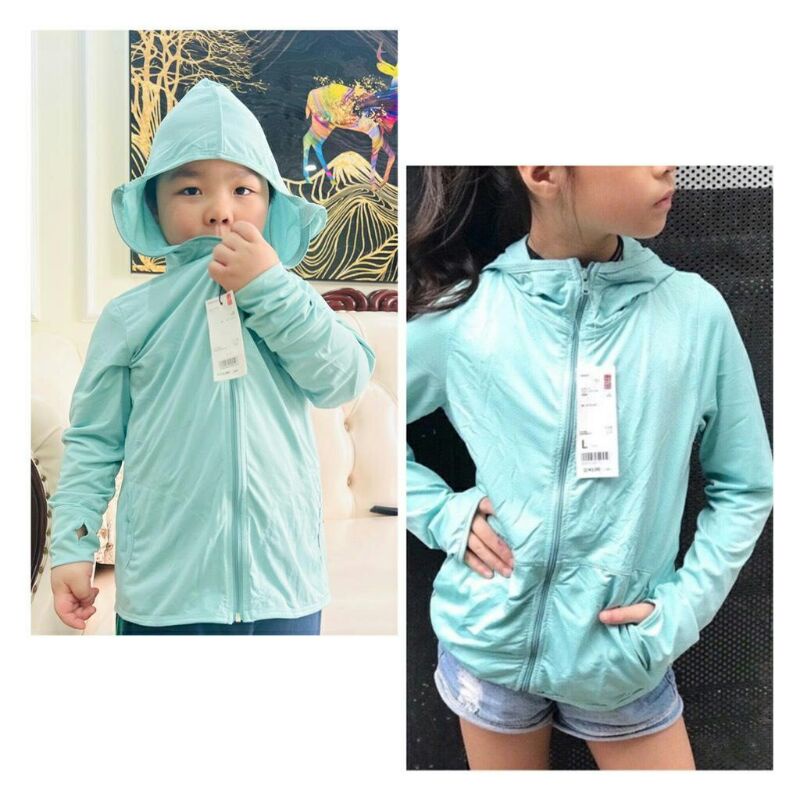 Áo chống nắng thun lạnh trẻ em cho bé trai và gái kèm túi đựng áo mini thời trang
